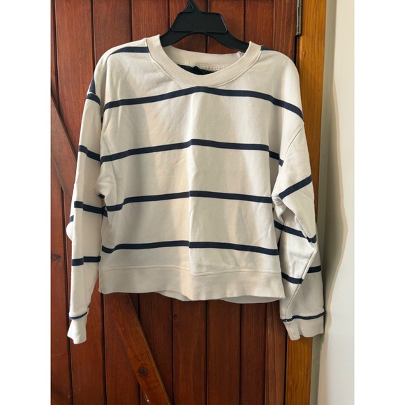 all in motion Tops - All In Motion Womens Striped French Terry Sweatshirt Navy White Small Pullover